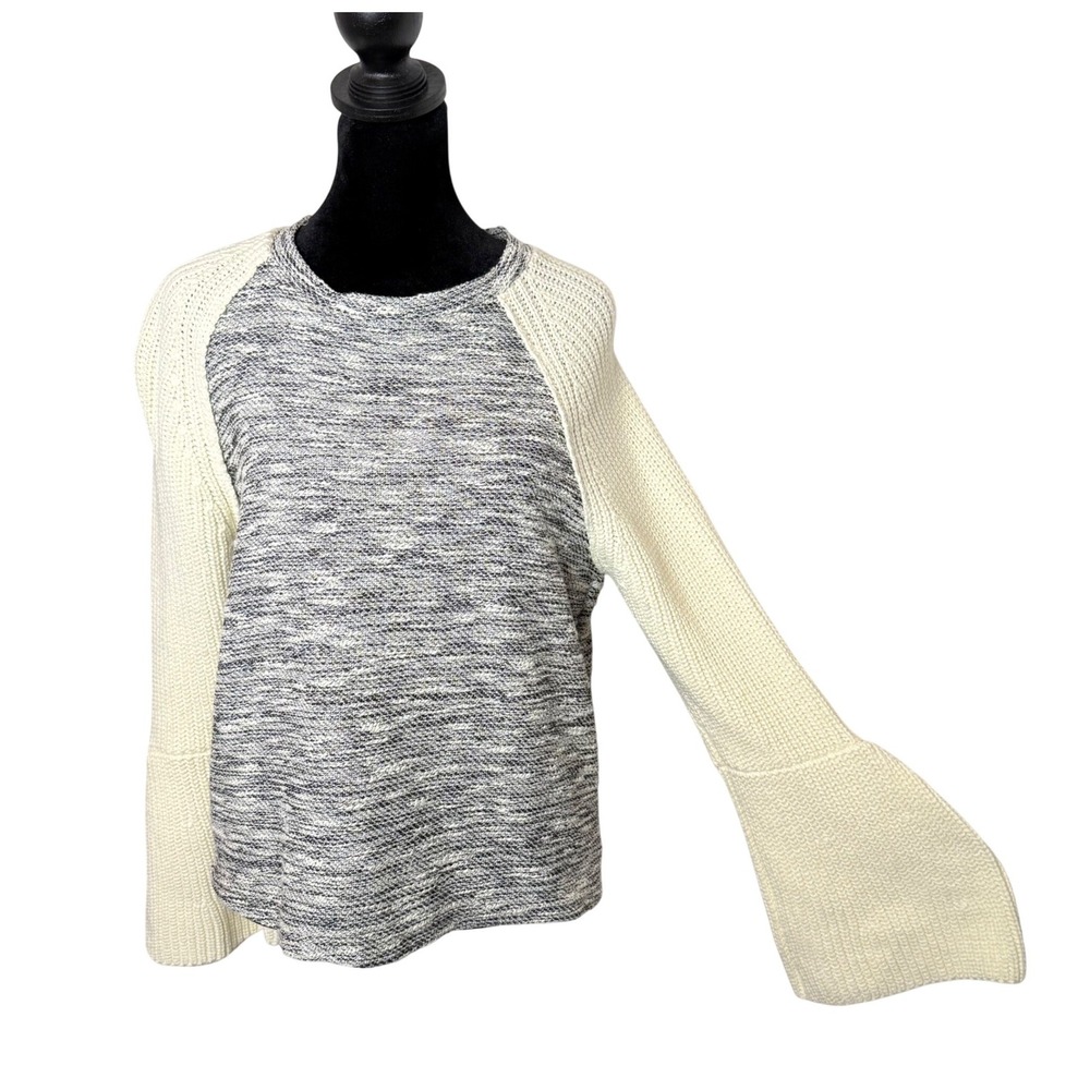 Anthropologie Dolan Left Coast Bell Sleeve Mix Media Sweater Size S BOHO Knit‎